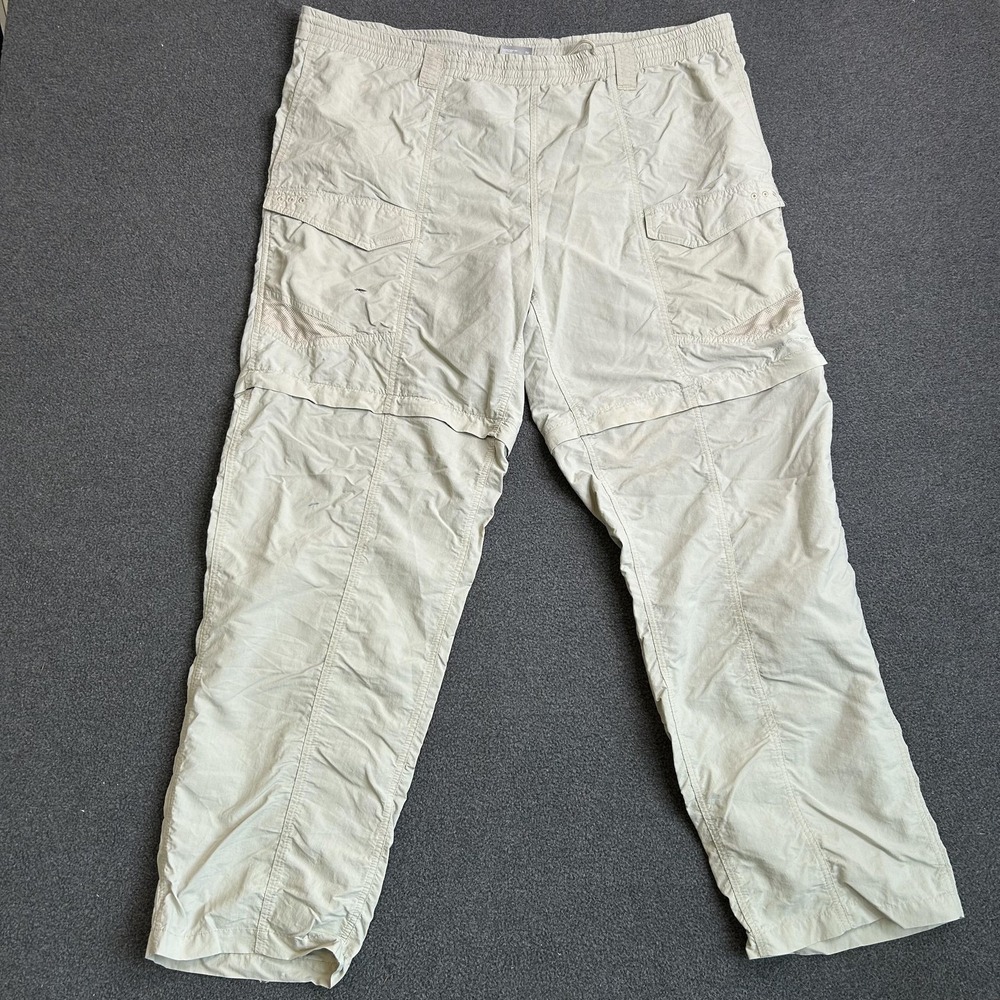 Columbia Pants Mens XLx32 Beige PFG Convertible Cargo Hiking Fishing Nylon